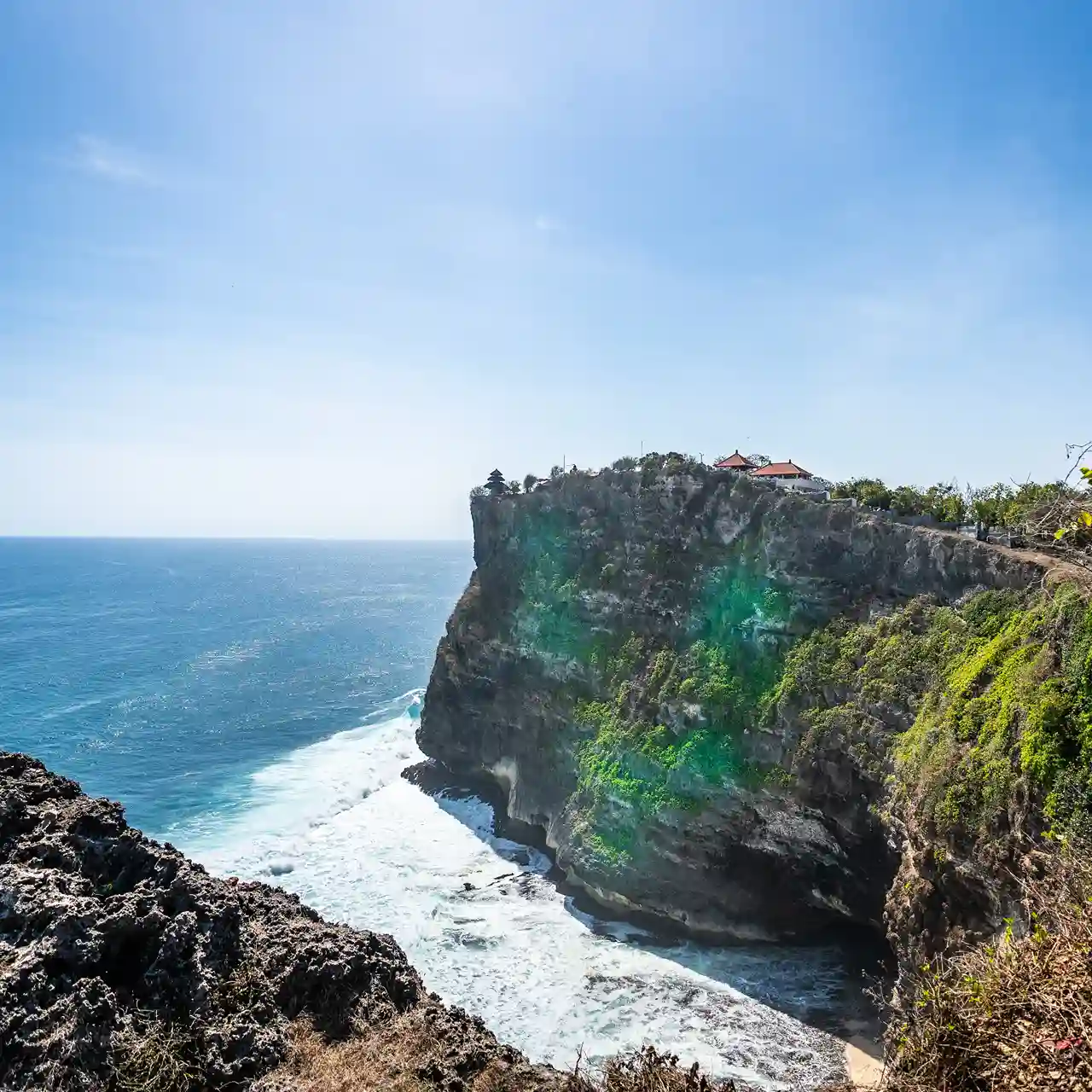 Pura Luhur Uluwatu on the limestone cliff above the Indian Ocean